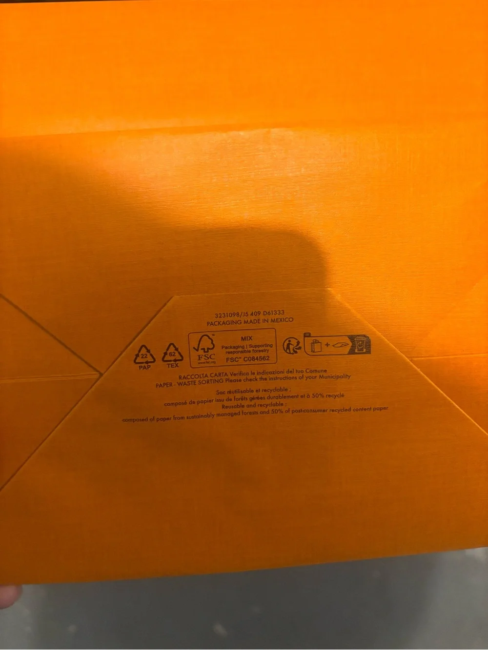 Hermès Orange Shopping Gift Bag Black Rope Handles Luxury Packaging